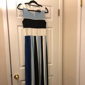 ANN TAYLOR BLUE STRIPED MAXI DRESS